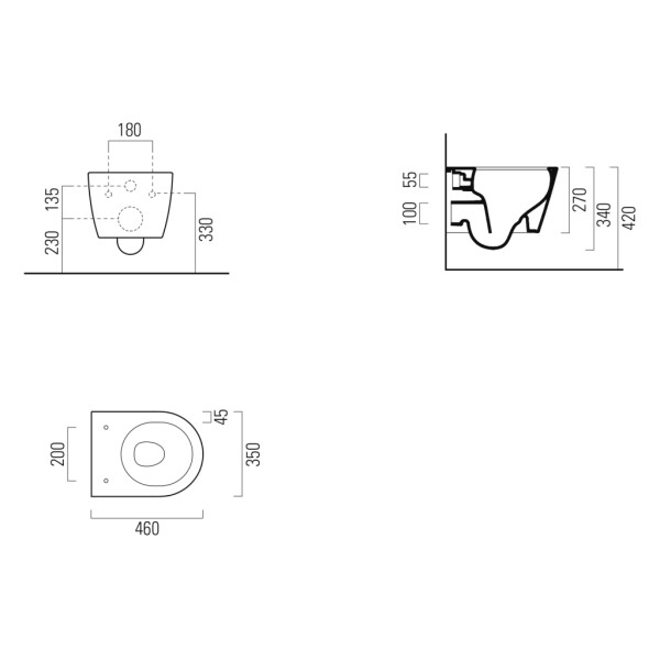 GSI - PURA SHORT závesná WC misa, Swirlflush, 35x46cm, biela ExtraGlaze 880211