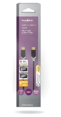 Nedis antracitová / Kábel USB-C (M) - USB-C (M) / 60 W / 4K 60Hz / 5 Gbps / 1 m (CCBW64700AT10)