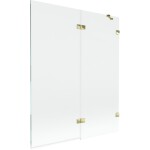 MEXEN/S - Lunar vaňová zástena 2-krídlová pravá 140 x 150, transparent, zlatá 897-140-100-50-00-P