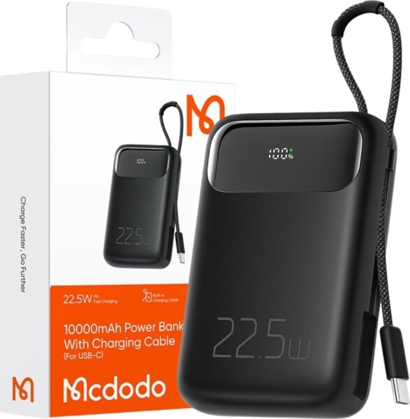 Mcdodo Mcdodo POWERBANK 10000MAH displejom 3X USB USB-C 22,5W KABEL USB-C