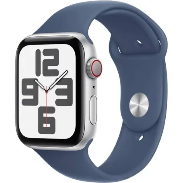Apple Watch SE (2024) GPS + Cellular 40mm Strieborné hliníkové telo - Denimový športový remienok S/M / 130-180 mm (MXGF3QC/A)