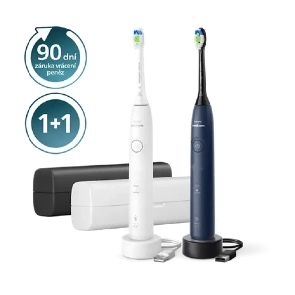 Philips Sonicare 5500 HX7119/01 čierna biela / 2 x Sonická zubná kefka / 62.000 kmitov / 2 režimy / 2 hlavice (HX7119/01)