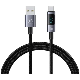 USAMS US-SJ673 Sufeng tmavo šedá / Nabíjací a dátový kábel / USB-C - USB-A / 66W / 6A / 1,2 m (SJ673USB01)