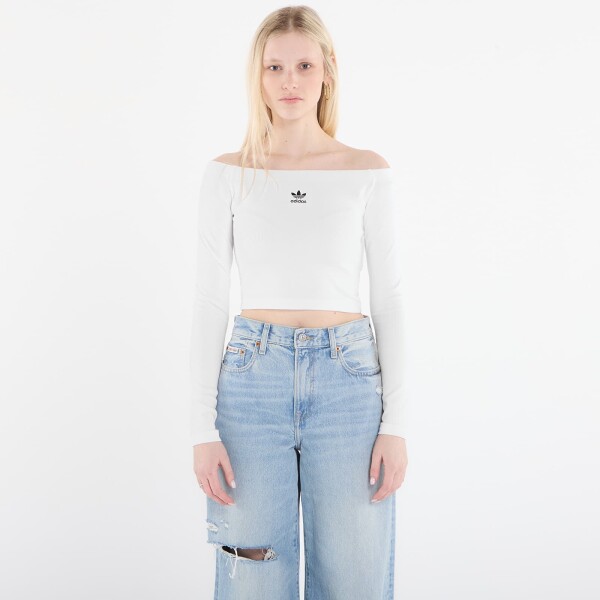 Tričko adidas Essentials Rib Off Shoulder Long-Sleeve Top T-Shirt White L