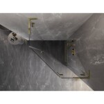 MEXEN/S - Lunar L sprchový kút päťboký krídlový pravá 90 x 90, transparent, zlato 831L-090P-090L-50-00-P