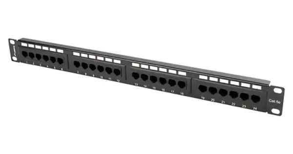 Lanberg 19" 24 portov čierny / Patch panel / 1U / CAT.5E / UTP (PPU5-1024-B)