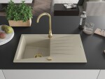 MEXEN/S MEXEN/S - Cesar granitový drez 1 s odkvapkávačom 775x470 mm, béžová,+ zlatý sifón 6514771010-69-G