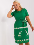 Dámske plus size šaty LK SK 505731.84 Zelené s potlačou - FPrice 46 zelená s květy