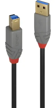 Lindy Anthra Line USB-A - USB-B 1m čierna / Kábel USB / USB 3.2 Gen 1 / 5 Gbit/s (36741)