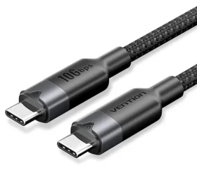 Vention čierna / Kábel USB-C na USB-C / USB 3.2 Gen 2 / 10 Gbps / 1 m / 5 A / 100 W PD (TRGBF)