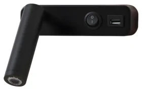 Immax GOAL čierna / Dizajnové nástenné svietidlo / LED / 3W / USB / vypínač (08278L)
