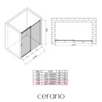 CERANO - Sprchové posuvné dvere Santoro - pravá - 6 mm - čierna matná, mliečne sklo - 130x195 CER-663232