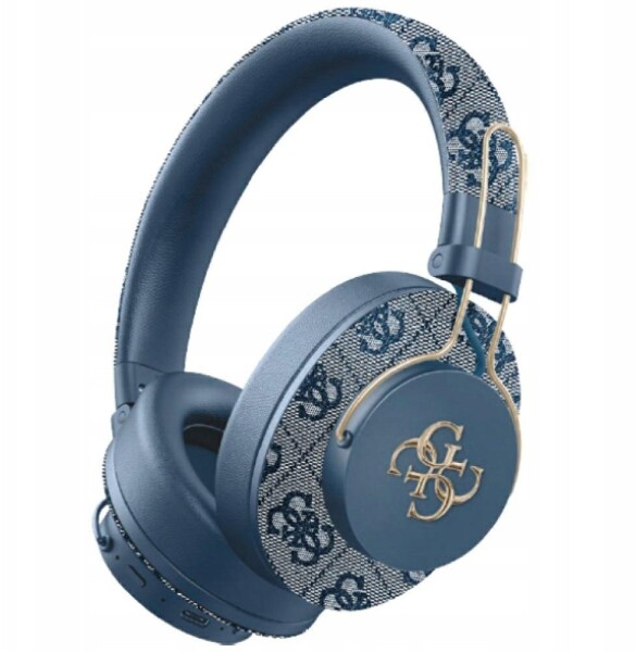 Guess Słuchawki nauszne Guess Bluetooth ENC Metal 4G Logo Modrý