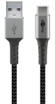 Goobay 49296 šedá/strieborná / Dátový kábel / USB-C - USB-A / textilné opletenie / kovové konektory / 1 m (49296)