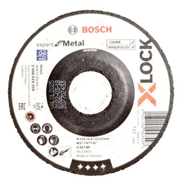 BOSCH Expert for Metal systému X-LOCK 2608619259 / Brúsny kotúč s presadeným stredom / 125 x 6 x 22.23 mm / A 30 T BF (2608619259)