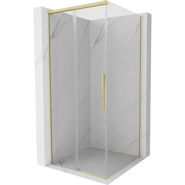 MEXEN/S - Rox sprchovací kút posuvný 90 x 90, transparent, zlato 8C2-090-090-50-00