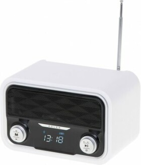 Adler AD 1185 čierno biela / retro rádio / FM / 1 800 mAh batéria / Bluetooth 4.0 / 50 staníc / prehrávanie z USB SD / LCD (AD 1185)