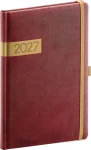NOTIQUE Týždenný diár Twill 2027 bordó-zlatý / 15 x 21 cm