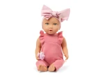 LullaBaby Bábika 35 cm v overale s čelenkou Pink