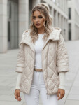 Dámska prechodná prešívaná bunda oversize PUFFILOF light beige FashionStreet TY4856 L