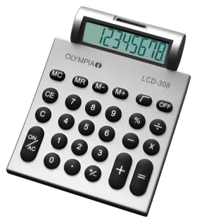 Olympia LCD-308 strieborná / Kalkulačka / Stolová / 8 miest / Solárne a batériové napájanie (941911007)