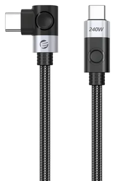 Orico CW240 čierna / Kábel USB-C na USB-C / lomený konektor / PD 240 W / 1 m