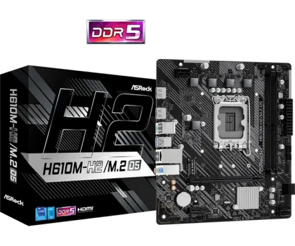 ASRock H610M-H2/M.2+ D5 / H610 / LGA 1700 / 2x DDR5 / PCIEx16 / 1x GLAN / mATX (90-MXBML0-A0UAYZ)