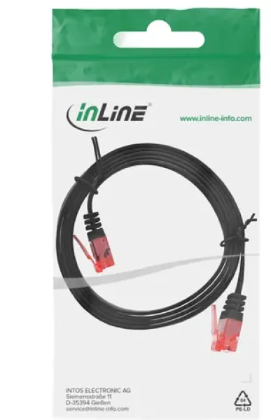 InLine čierna / Patch kábel / Cat.6 / U/UTP / plochý / RJ-45 / 1 m (71601S)