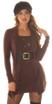 Sexy Minidress with buckle detail and glitter brown Einheitsgroesse