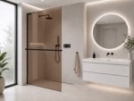 CERANO - Sprchová zástena Walk-in Onyx L-ľavá vzpera - 8 mm + polička / držiak na uteráky - čierna matná, bronzové sklo - 50x200 CER-689965