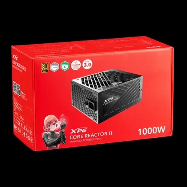 ADATA XPG CORE REACTOR II čierna / Zdroj / 1000 W / ATX 3.0 / 80 PLUS Gold / plne modulárny / 135mm ventilátor (COREREACTORII1000G-BKCEU)