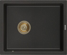 MEXEN/S MEXEN/S - Pedro granitový drez 1-miska 560 x 460 mm, čierna / zlatá metalik, sifón zlatá 6508561000-75-G