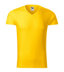 Pánske tričko Slim Fit s výstrihom do V žlté XL