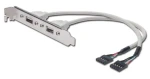 PremiumCord USB vývod z dosky na záslepku strieborná / Redukcia / 2x USB-A / 20 cm (kuzas)