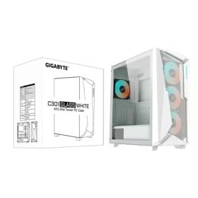 GIGABYTE C301 GW V2 biela / Počítačová skriňa / Midi Tower / tvrdené sklo / ATX / bez zdroja / ARGB (C301GW V2)