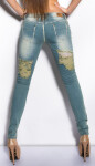 Sexy KouCla skinny-jeans with chains denimblue