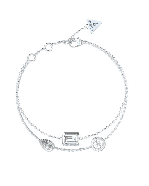 Guess Dvojitý oceľový náramok so zirkónmi 4G Light JUBB05237JWRH 18,5 cm