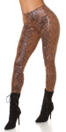 Sexy Highwaist faux leather Leggings with Snake print CAPPUCCINO XL/XXL