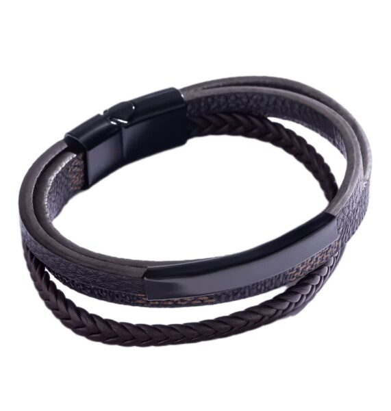 Marc Malone Trojitý hnedý kožený náramok pre mužov MCGB5039B