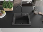 MEXEN/S MEXEN/S - Vito Vito granitový drez 1-miska 520x490 mm, čierna kropenatá, + čierny sifón 6503521000-76-B