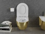 MEXEN - Lena Závesná WC misa vrátane sedátka s slow-slim, duroplast, biela/zlatá 30224006