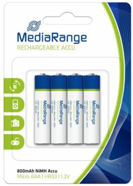 MediaRange Premium nabíjacia batéria Micro AAA / HR03 / 1.2V / 4ks (MRBAT120)