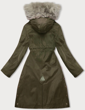 Dámska bunda parka v army farbe s kožušinovou podšívkou (5M3180-136) odstíny zelené L (40)