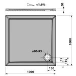 POLYSAN - AURA sprchová vanička z liateho mramoru, štvorec 100x100cm, biela 60511