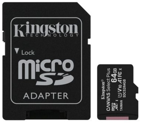 Kingston Canvas Plus microSDXC 64GB s adaptérom / UHS-I V10 / U1 / Class 10 (SDCS2/64GB)