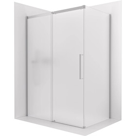 CERANO - Sprchovací kút Lantono - ľavá - 8 mm - Soft-Close - chróm, mliečne sklo - 110x90 - posuvný CER-665347