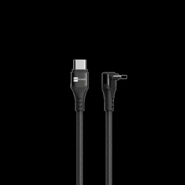 ER POWER Cobra USB-C/USB-C kábel čierna / Kábel / PD 100W / uhlový konektor 90 ° / nylonový opletenec (ERPW2CSC-BK)