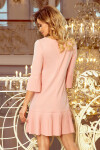 Dámske šaty s plisovanou sukňou 228-1 Powder pink - Numoco