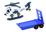 Mamido Súprava Moderné auto s helikoptérou a prívesom na rozoberanie DIY modrá