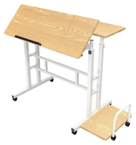 Mobilný stôl MC-124 biela / Výškovo nastaviteľný stôl / výška 67-115 cm / nosnosť 50 kg / doska 80x60 cm (MC-124 W)